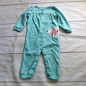 Carter's 24M Fleece Footless Sleeper With Polar Bear Snap Closures Cozy Winter